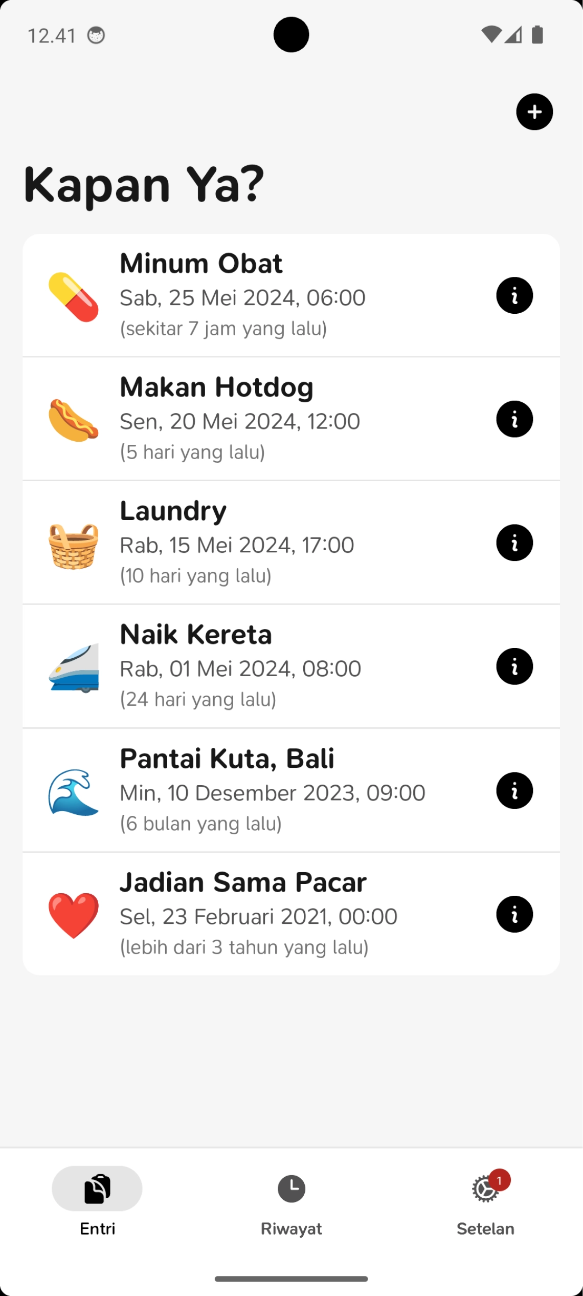 Tangkapan layar di aplikasi dari perangkat Android