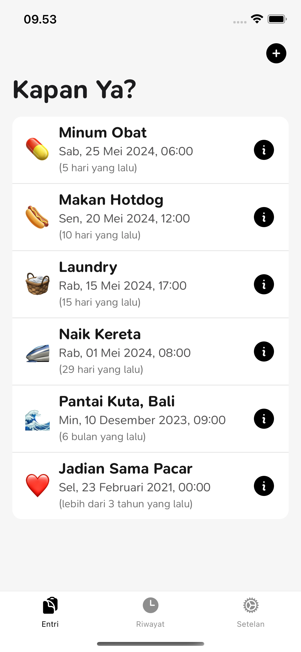 Tangkapan layar di aplikasi dari perangkat iOS